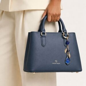 Handmade Purse Charm with Cobalt Blue and Gold Accents